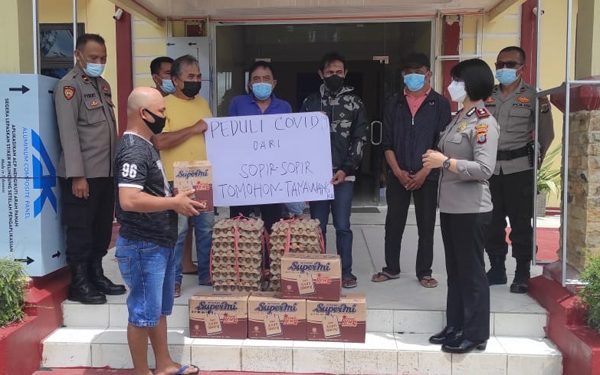 Perkumpulan Sopir di Kota Tomohon Salurkan Bansos ke Warga lewat Polres Tomohon