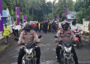 Polisi dan TNI Kawal Jalan Salib Paskah Nasional di Talaud 