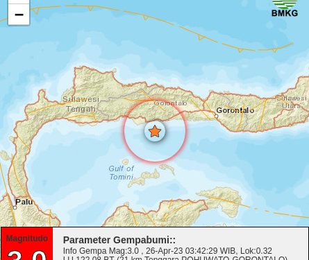 Gempa Hari Ini M 3,0 Guncang Pohuwato Gorontalo 