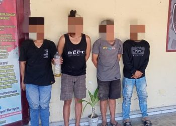 Tim Resmob Polres Kotamobagu Amankan 4 Pemuda Pesta Miras saat Operasi Pekat di Molinow