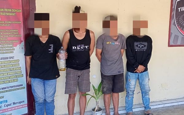 Tim Resmob Polres Kotamobagu Amankan 4 Pemuda Pesta Miras saat Operasi Pekat di Molinow