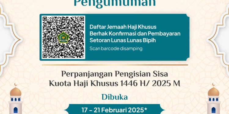 Konfirmasi dan Pelunasan Biaya Haji Khusus Diperpanjang Hingga 21 Februari 2025, Tersisa 1.838 Kuota