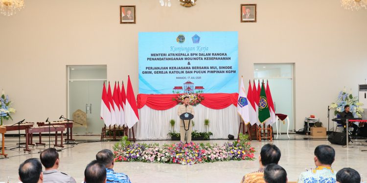 Saksi MoU Kanwil BPN Sulut dengan Lembaga Keagamaan, Menteri Nusron Tekankan Implementasi Cepat dan Konkret