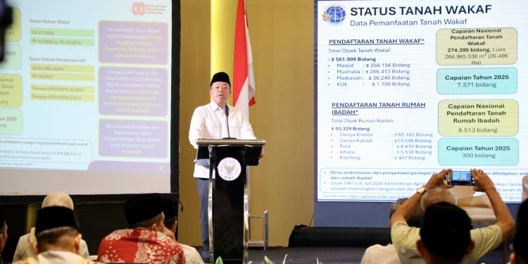 Jadi Pembicara Rakernas BWI, Nusron Wahid Tegaskan Target Sertipikasi Wakaf hingga 2028