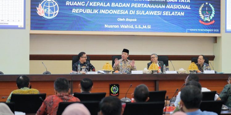 Rakor Kepala Daerah se-Sulsel Percepat Penyelesaian Persoalan Tanah dan Ruang